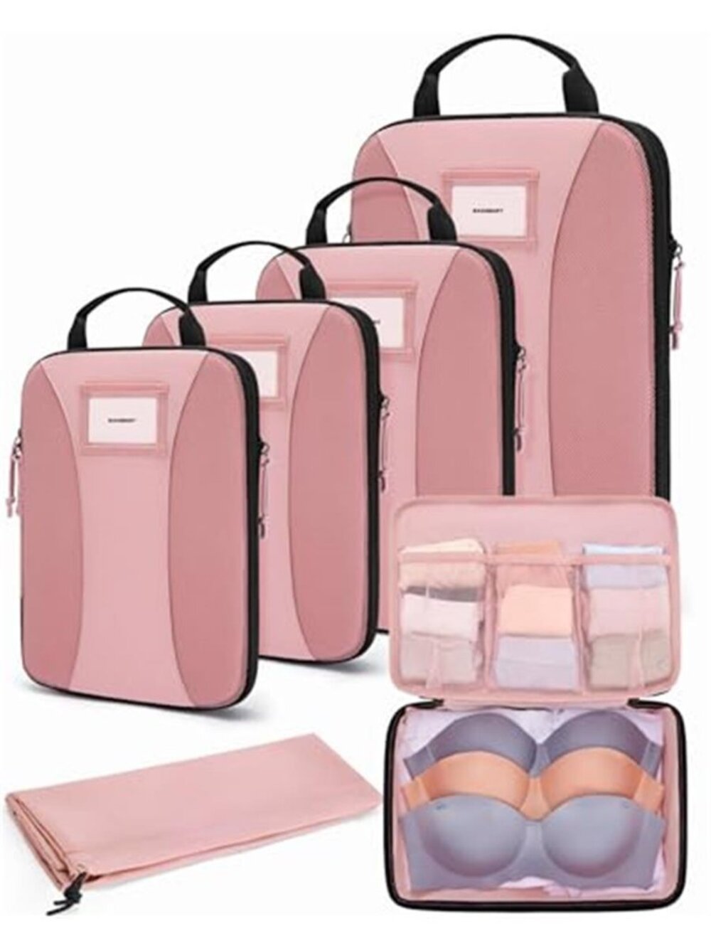Compression Packing Cubes Travel Organizer Set Luggage Storage Bags 6 Piece